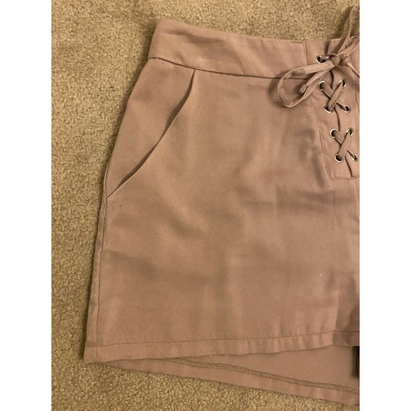 Forever 21 M Pink Blush Creme Tie Up Lace Preppy Dainty Shorts With Pockets - Picture 5 of 9